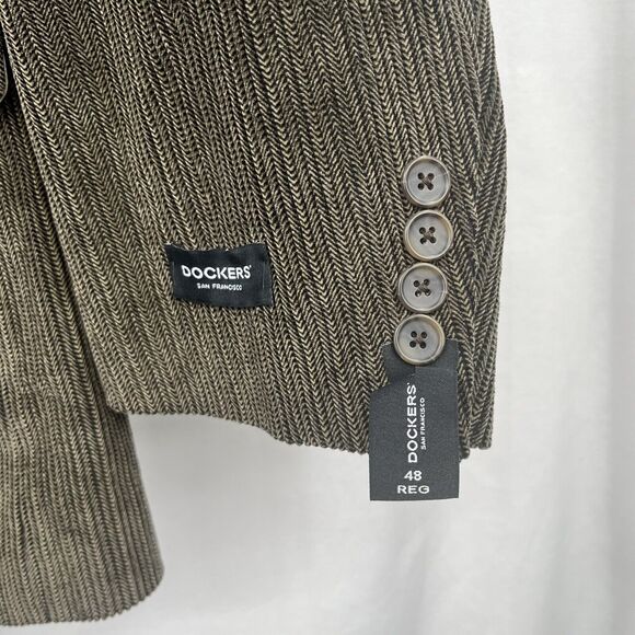 Dockers Corduroy Blazer Size 48R Brown Olive Brownlive Cotton Jacket 2 Button - Picture 4 of 6